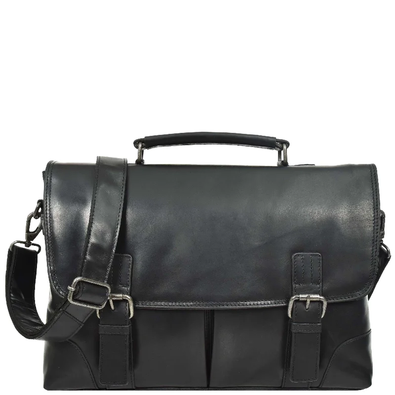 Briefcase with bright tones-Mens Real Leather Briefcase Cross Body Classic Bag TOM Black