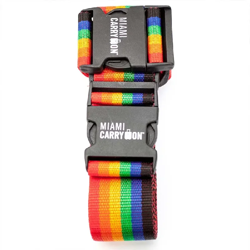 Suitcase with water-resistant fabric-Miami Carry On 2 Way Luggage Strap (Rainbow)