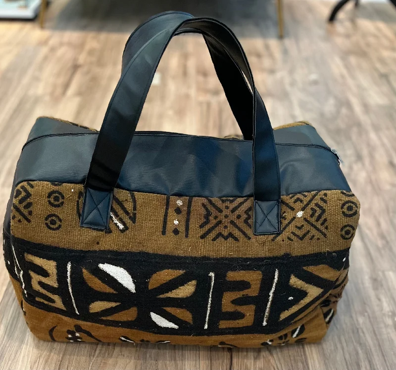 Handcrafted Mud Cloth Duffle Bag