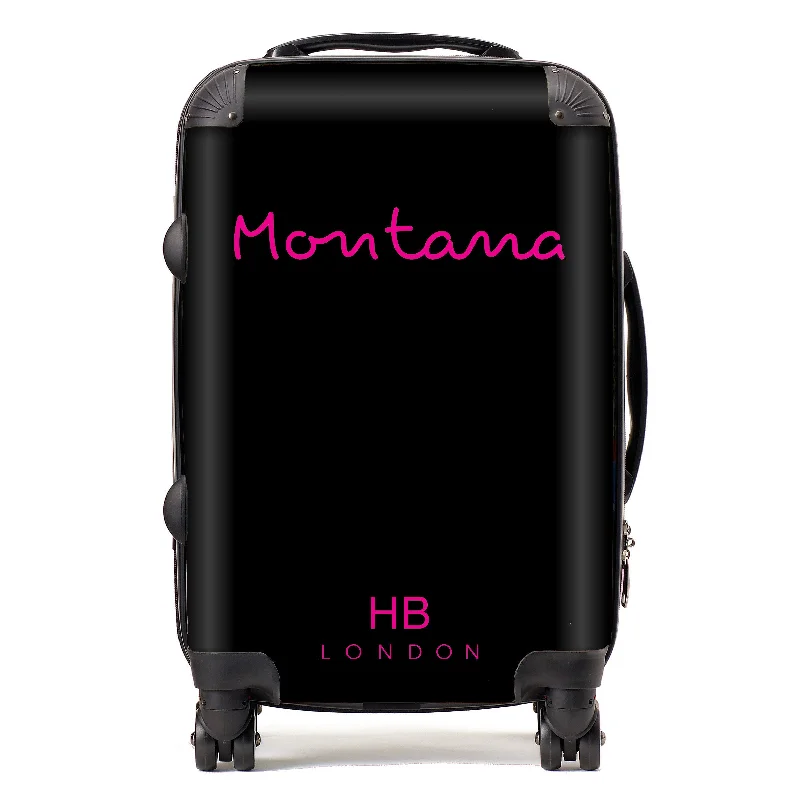 Suitcase for outdoor adventures-Personalised Black Love Script Suitcase