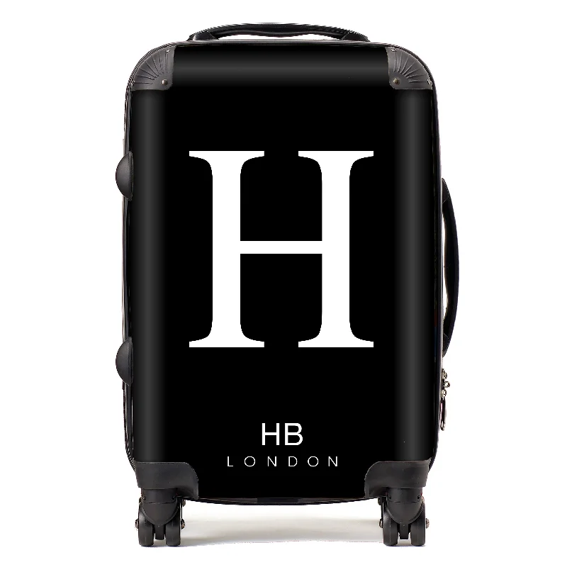 Suitcase for travel gear-Personalised Black Single Initial Suitcase