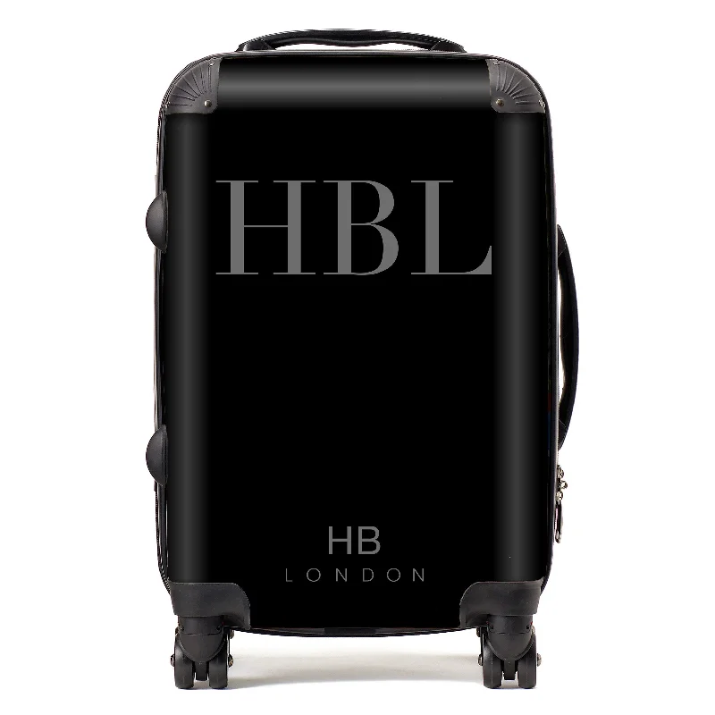 Suitcase with bold colors-Personalised Black Subtle Fashion Font Initial Suitcase