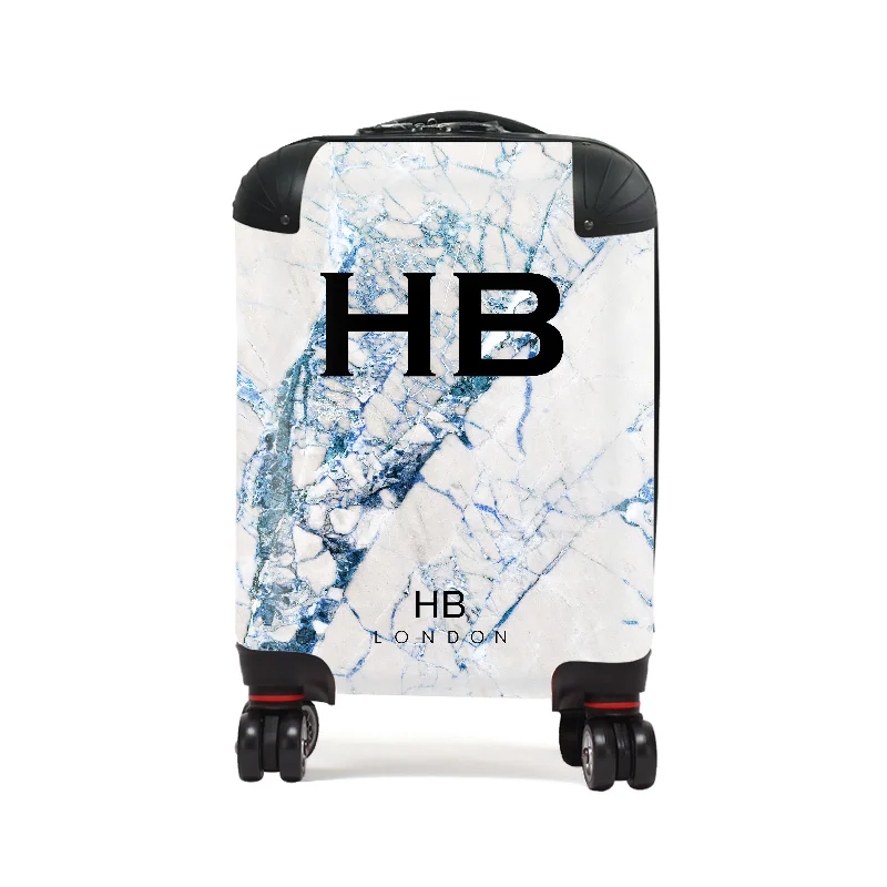 Suitcase for extended trips-Personalised Blue Cracked Marble Children's Suitcase