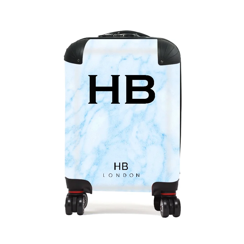 Suitcase for beach getaways-Personalised Blue Marble Children's Suitcase