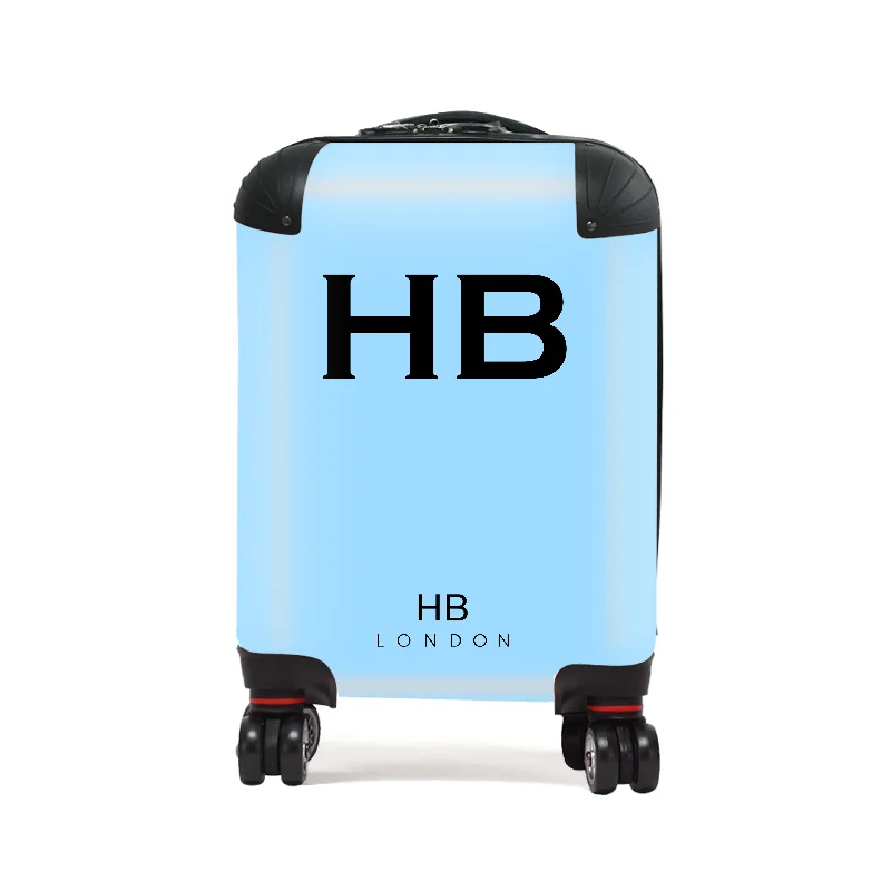 Suitcase with organizer pockets-Personalised Blue with Black Font Children's Suitcase