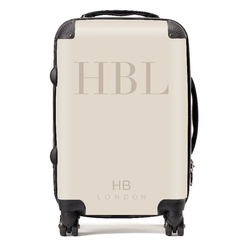 Suitcase for winter travel-Personalised Champagne Subtle Fashion Font Initial Suitcase