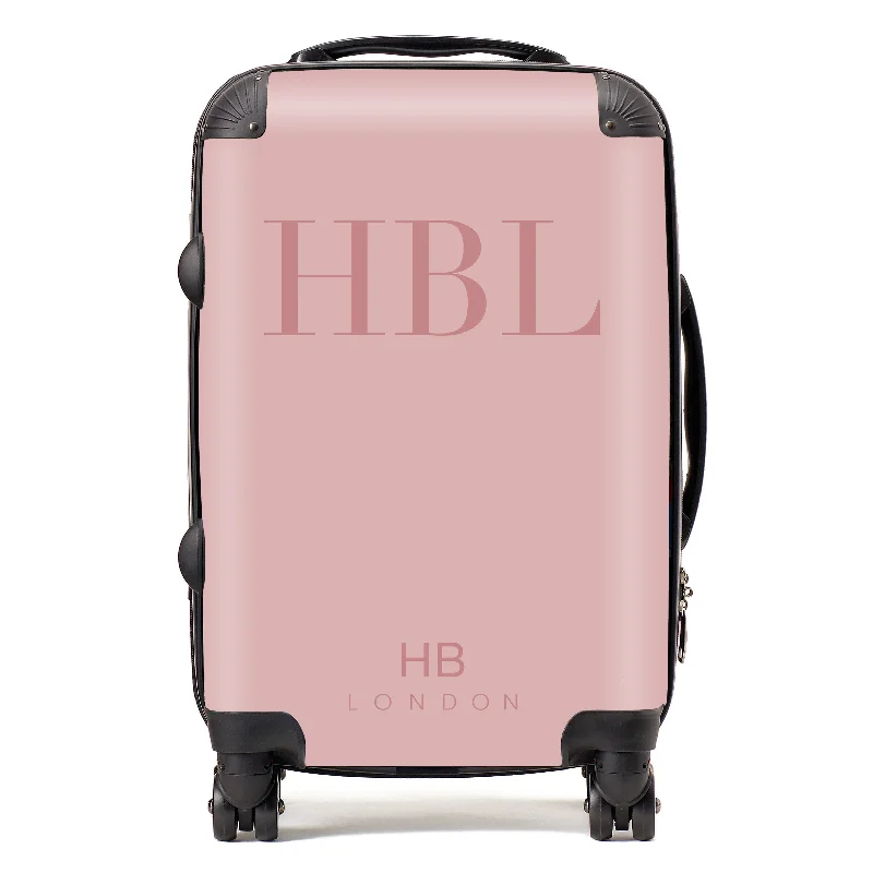 Suitcase for minimalist travelers-Personalised Dusky Pink Subtle Fashion Font Initial Suitcase