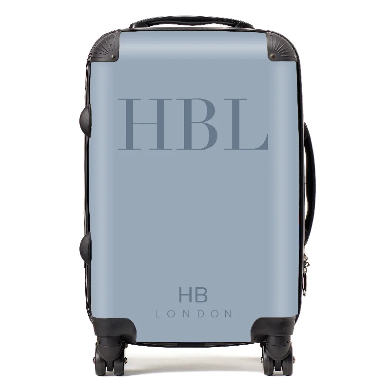 Suitcase for short trips-Personalised Dusty Blue Subtle Fashion Font Initial Suitcase