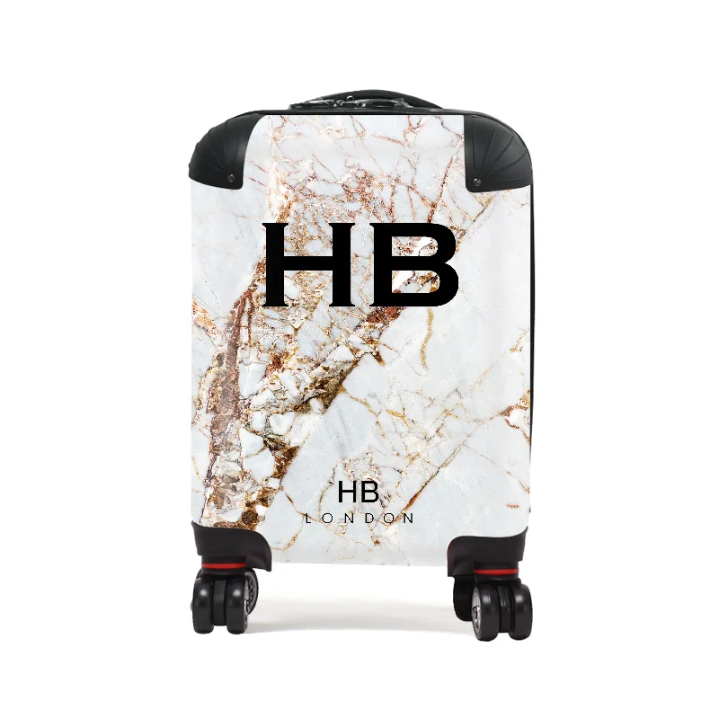 Suitcase with sleek designs-Personalised Natural Cracked Marble Children's Suitcase