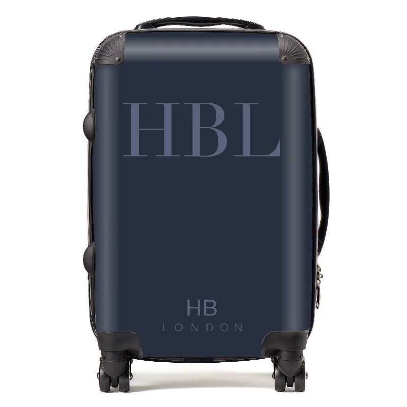 Suitcase with sleek look-Personalised Navy Subtle Fashion Font Initial Suitcase