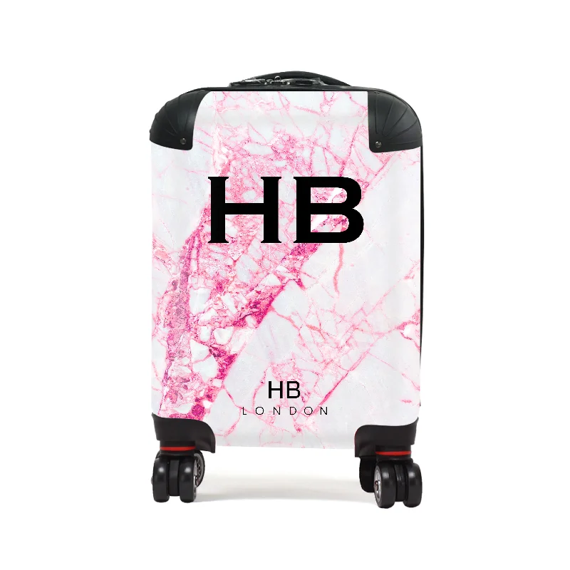 Suitcase for cold weather-Personalised Pink Cracked Marble Children's Suitcase