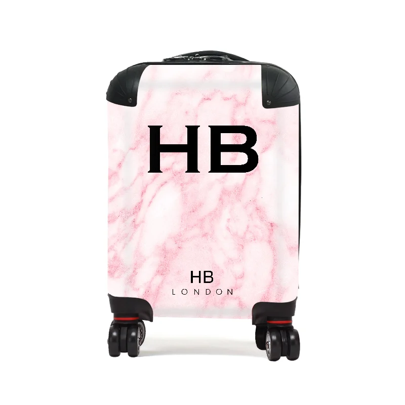 Suitcase with waterproof fabric-Personalised Pink Marble Children's Suitcase