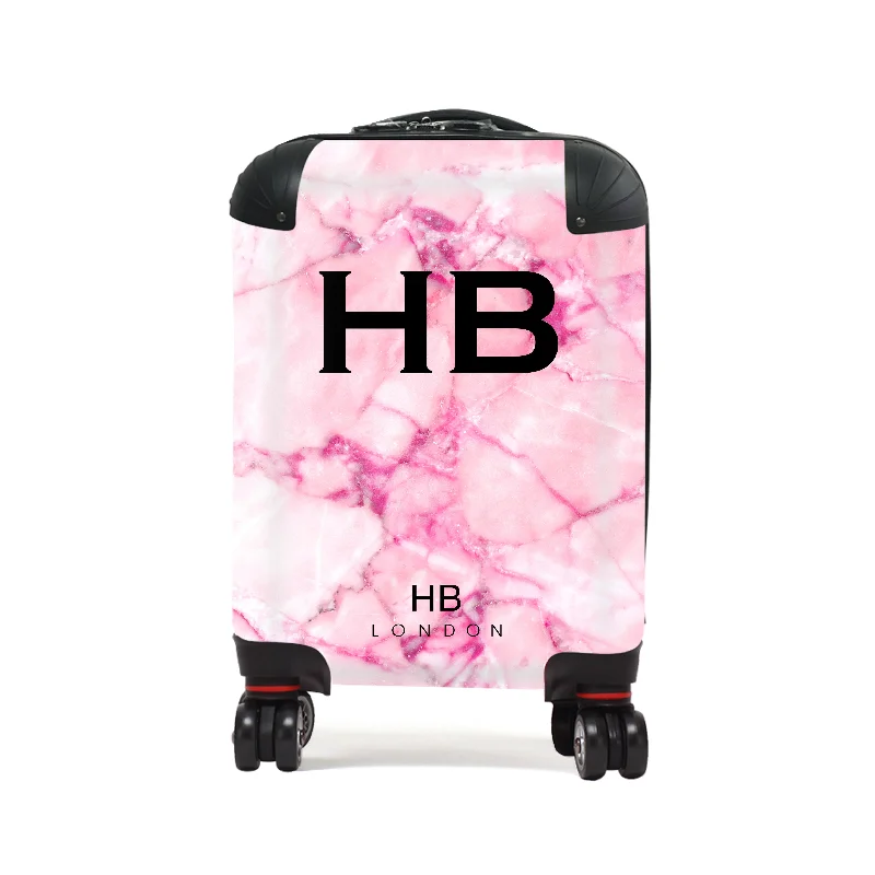 Suitcase with extra strength-Personalised Pink Shattered Marble Children's Suitcase