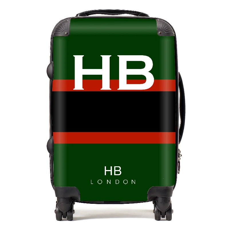 Suitcase with sleek handles-Personalised Rifles Regimental Colours with White Font Initial Suitcase