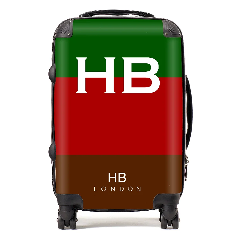 Suitcase for lightweight trips-Personalised Royal Tank Regimental Colours with White Font Initial Suitcase