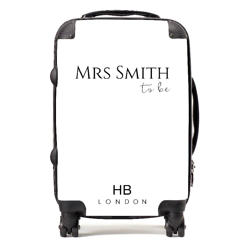 Suitcase with bold prints-Personalised White Bride to Be Suitcase