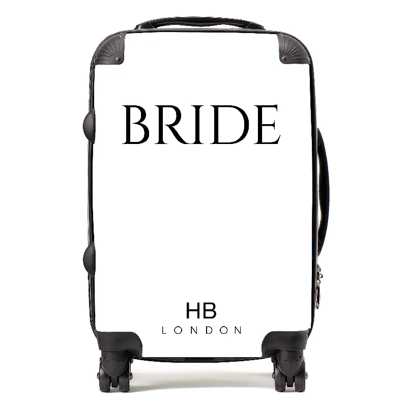 Suitcase with extra padding-Personalised White BRIDE with Classic Font Suitcase