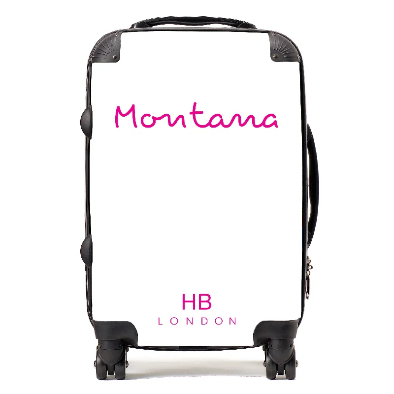 Suitcase for travel essentials-Personalised White Love Script Suitcase