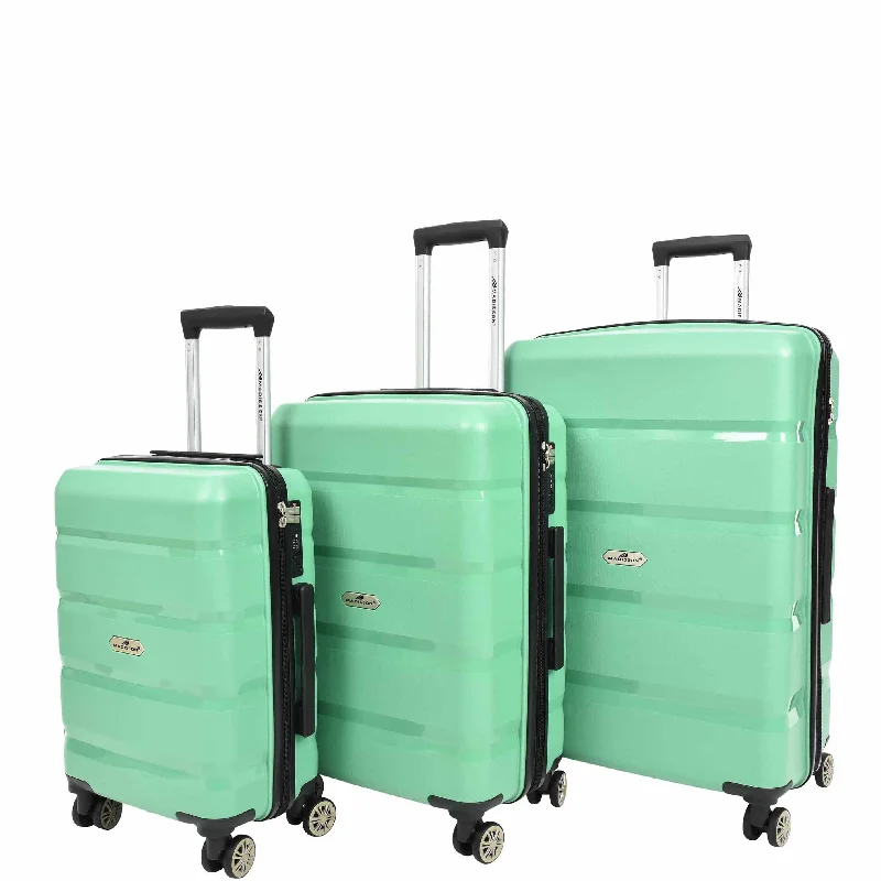 Suitcase for beach vacations-PP Hard Shell Luggage Expandable Four Wheel Suitcases Cygnus Lime