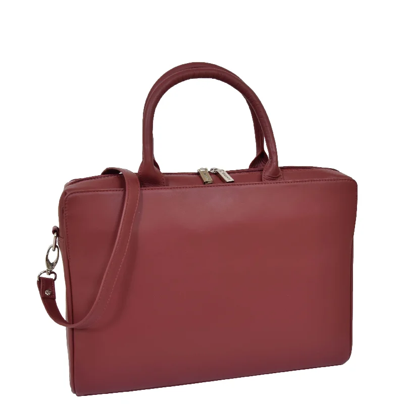 Briefcase with flexible straps-Womens Real Soft Leather Briefcase Wilma Red