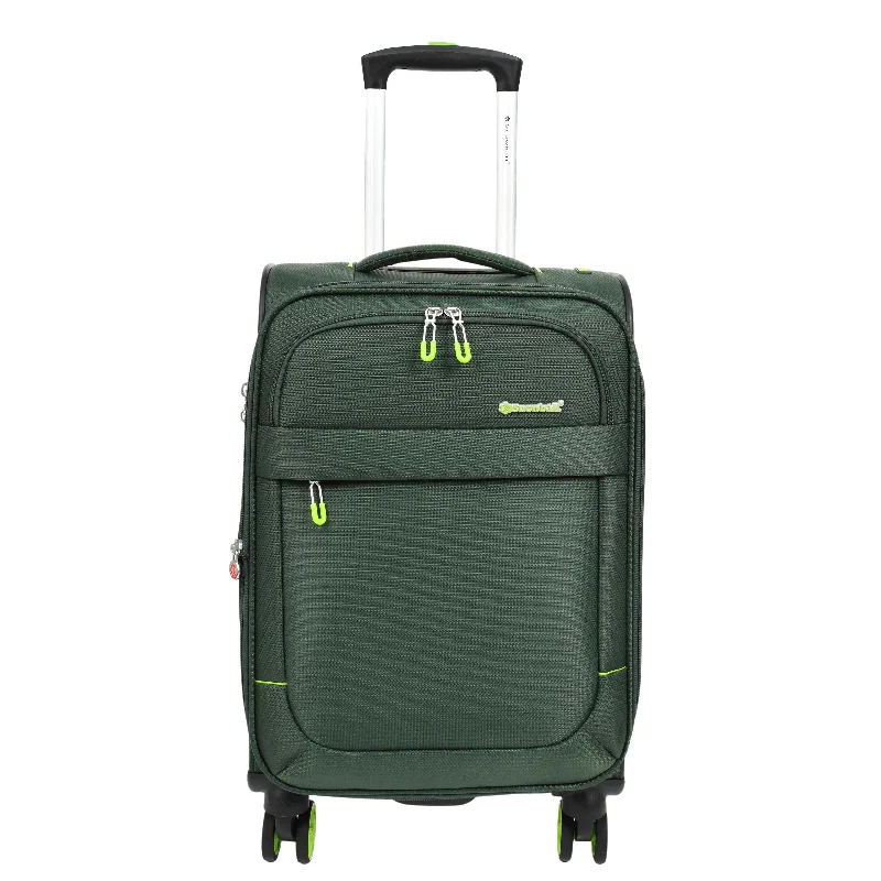 Suitcase for travel accessories-Soft Suitcase 8 Wheel Expandable Lightweight Orion Cabin Bags Green