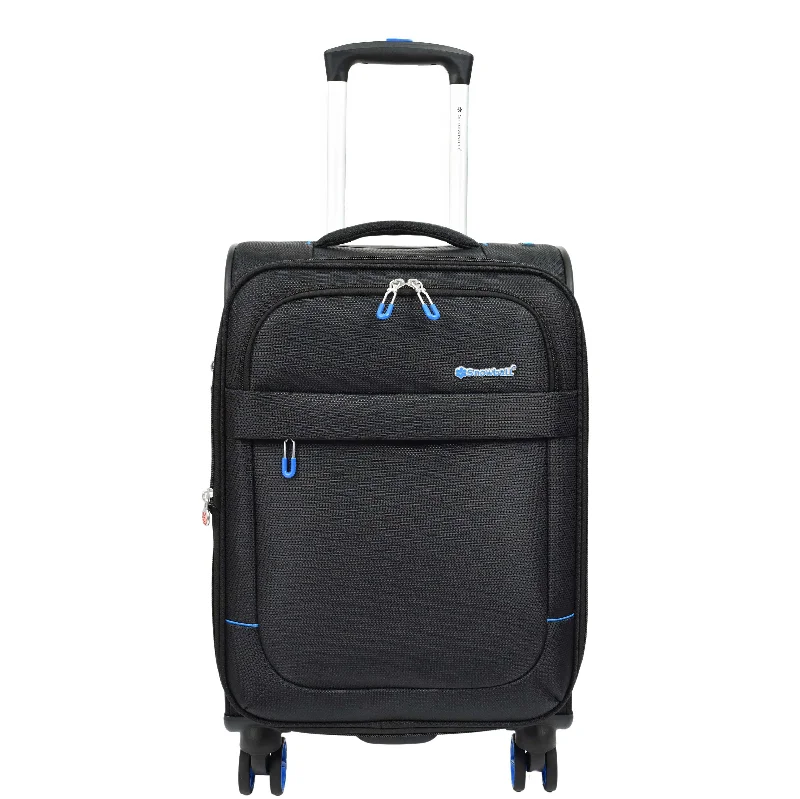 Suitcase for adventure seekers-Soft Suitcase 8 Wheel Expandable Lightweight Orion Cabin Size Bags Black