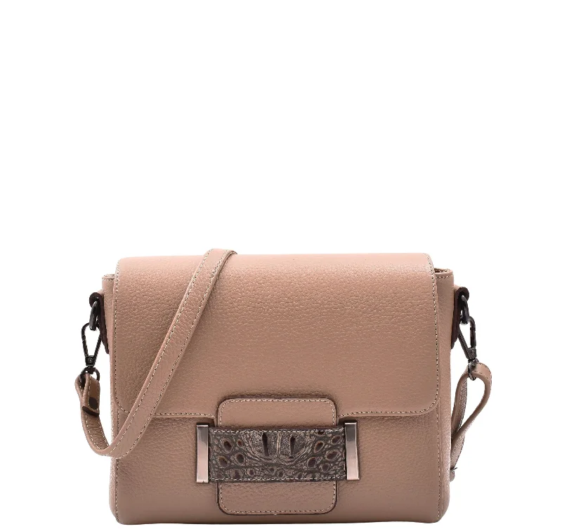 Messenger bag for urban needs-Womens Cross Body Messenger Bag Adjustable Shoulder Strap LINDA Taupe