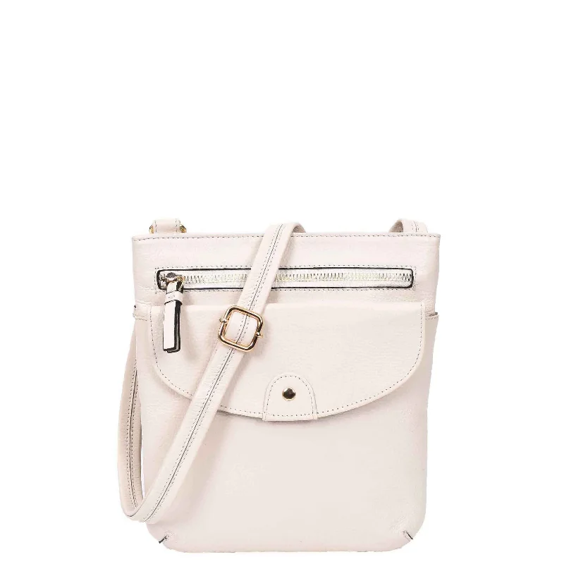 Messenger bag light travel-Womens Cross Body Sling Bag Leather Messenger HOL5 White