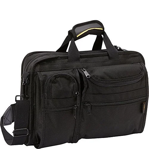 Briefcase with glowing accents-A. Saks Ballistic Nylon Organizer Briefcase (Black)