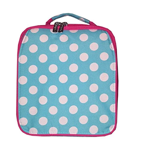 Aqua Polka Dot Back To School Lunch Tote