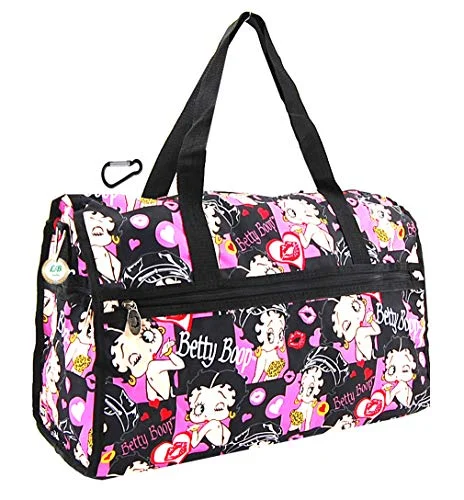 Duffel Bag tripod holder-Betty Boop Large Duffel Bag, Durable Microfiber (black w/o Hook)