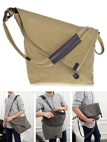 Messenger bag with soft handles-Bibitime Canvas Crossbody Messenger Shouder Bag Adjustable Handbags Gym Pack (11.81 10.24 3.94