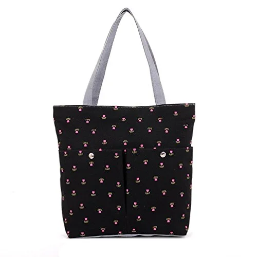 Bibitime Printing Tulips Flowers Tote Bag For Women Canvas Messenger Shoulder Bags Flower