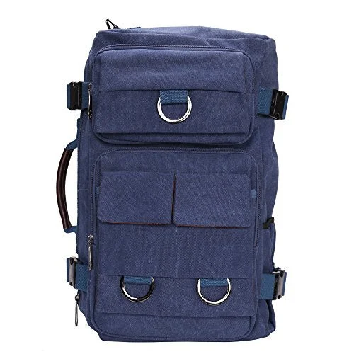 Messenger bag with cushioned strap-Bison Denim Multipurpose 4 In 1 Canvas Laptop Backpack Handbag Vintage Messenger Bag Luggage Bag