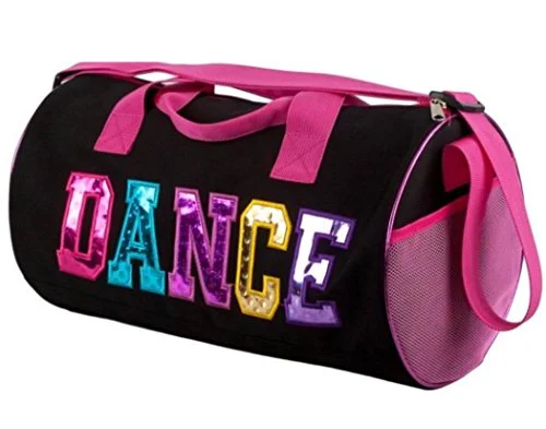 Duffel Bag Moscow rugged-Black And Fuchsia Dance Duffel Bag With Multicolored Dance Print