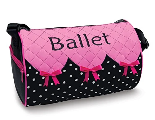 Duffel Bag brand collab-Bows 'N' Ballet Embroidered Small Duffel Bag With Quilted Top Dansbagz By Danshuz