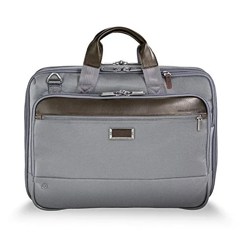 Briefcase with office kits-Briggs & Riley @Work Medium Expandable Briefcase, Gray