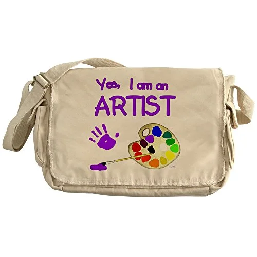 Messenger bag with comfy straps-Cafepress - 01-Yes-Im-An-Artist-Brush-N-Palette- - Unique Messenger Bag, Canvas Courier Bag