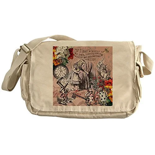 Messenger bag for daily gear-Cafepress - Alice In Wonderland Vintage Adventures Messenger B - Unique Messenger Bag, Canvas