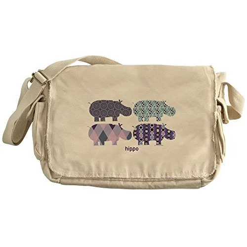 Messenger bag with bonus pockets-Cafepress - Hippo - Unique Messenger Bag, Canvas Courier Bag