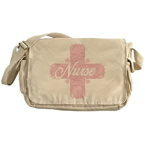 Messenger bag for laptop needs-Cafepress - Nurse Pink Lacy Cross - Unique Messenger Bag, Canvas Courier Bag