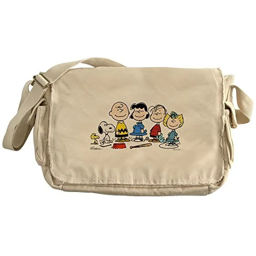 Messenger bag foldable leather-Cafepress - Peanuts Gang - Unique Messenger Bag, Canvas Courier Bag