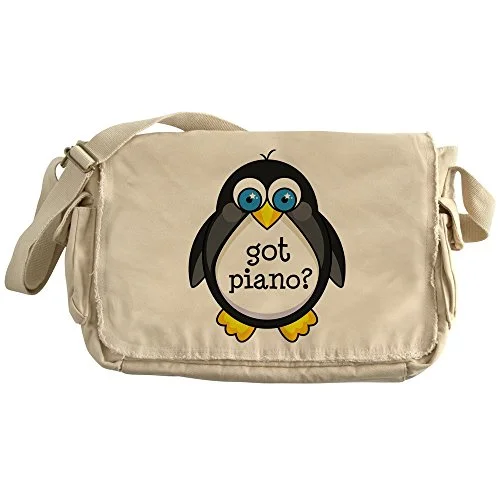 Messenger bag with hidden space-Cafepress - Piano Music Penguin - Unique Messenger Bag, Canvas Courier Bag