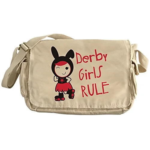 Messenger bag tough leather-Cafepress - Roller Derby - Derby Girls Rule - Unique Messenger Bag, Canvas Courier Bag