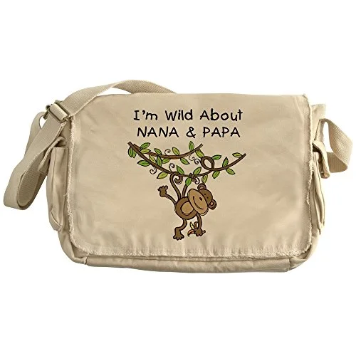 Messenger bag with strong straps-Cafepress - Wild About Nana & Papa - Unique Messenger Bag, Canvas Courier Bag