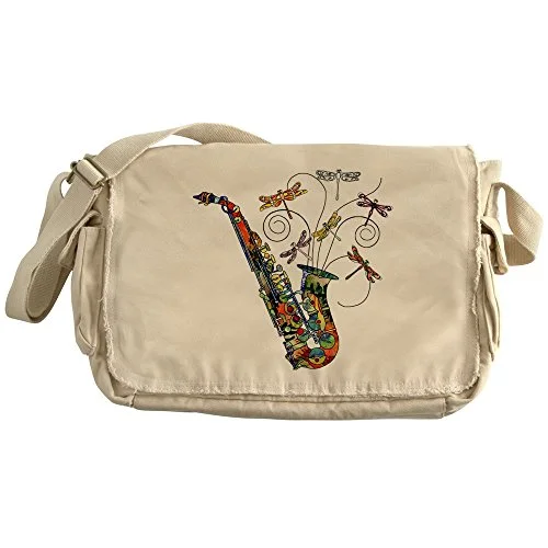 Messenger bag light travel-Cafepress - Wild Saxophone - Unique Messenger Bag, Canvas Courier Bag