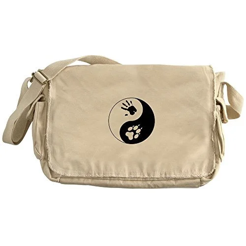 Messenger bag with cushioned handles-Cafepress - Wolf Therian Ying Yang - Unique Messenger Bag, Canvas Courier Bag