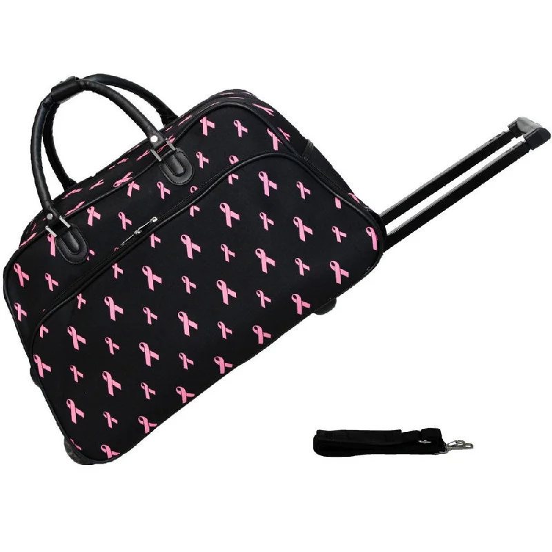 Duffel Bag Venezuela-CalBags 21" Pink Breast Cancer Ribbon Rolling Carry-On Duffel Bag