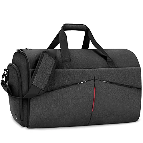 Carry on Garment Bags Convertible Suit Bag with Shoes Compartment Waterproof 2 in 1 Travel Duffle Bag Large Garment Bags Garment Duffle Bag for Men Black