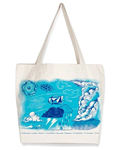 Cognitive Surplus Cloud Meteorology Cartoon Tote Bag (10 Oz Recycled Cotton)